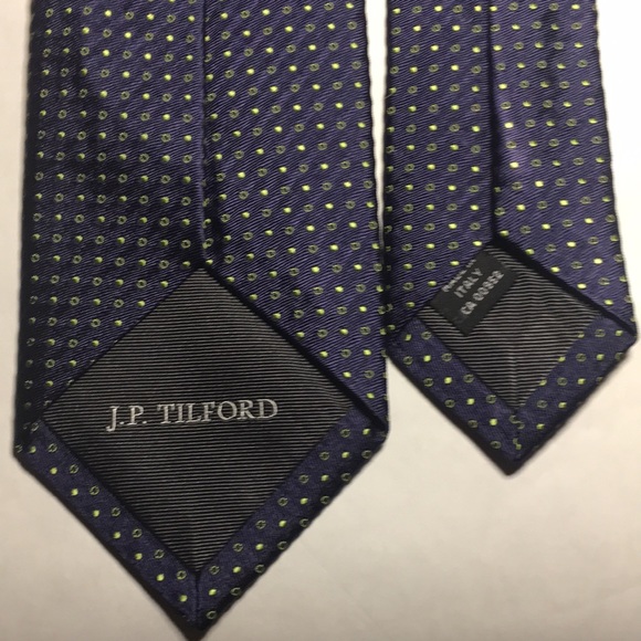 J.P. Telford- Blue with small yellow circles and dots. Italian 100% silk NWT - Picture 7 of 10